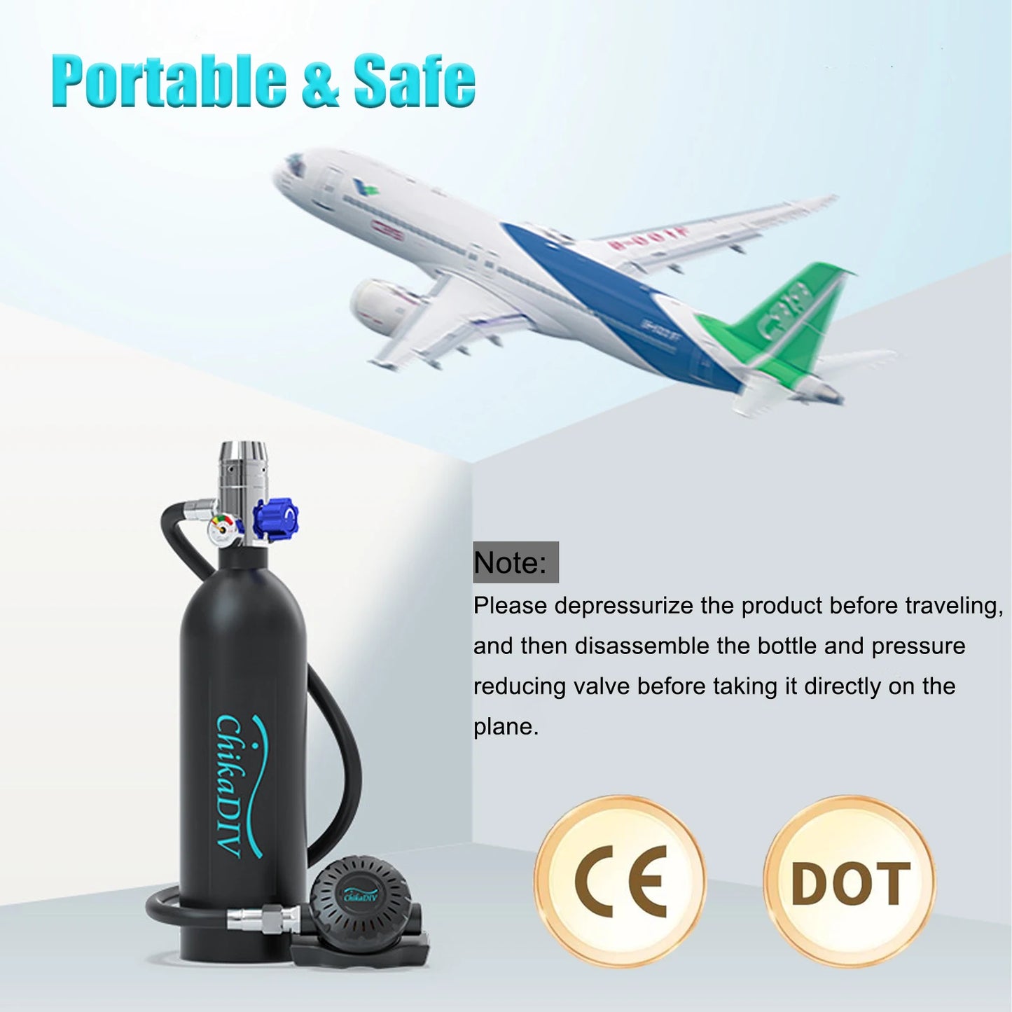 Scuba  Equipment, 1L Scuba Oxygen Tank