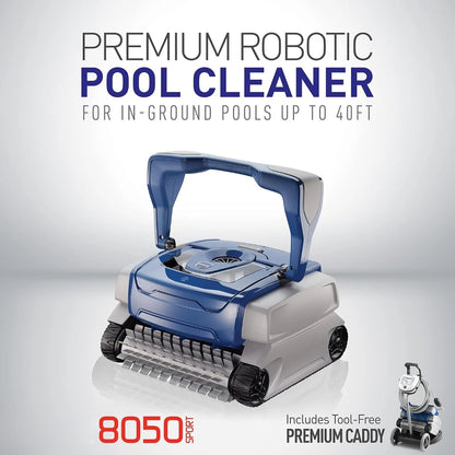 8050 Sport Robotic Pool Cleaner, Automatic Vacuum for InGround Pools up to 40ft, Wall Climbing Vac w