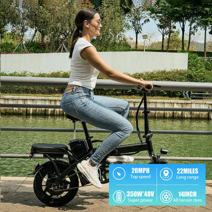 Foldable Electric Bike W/ Seat & Basket