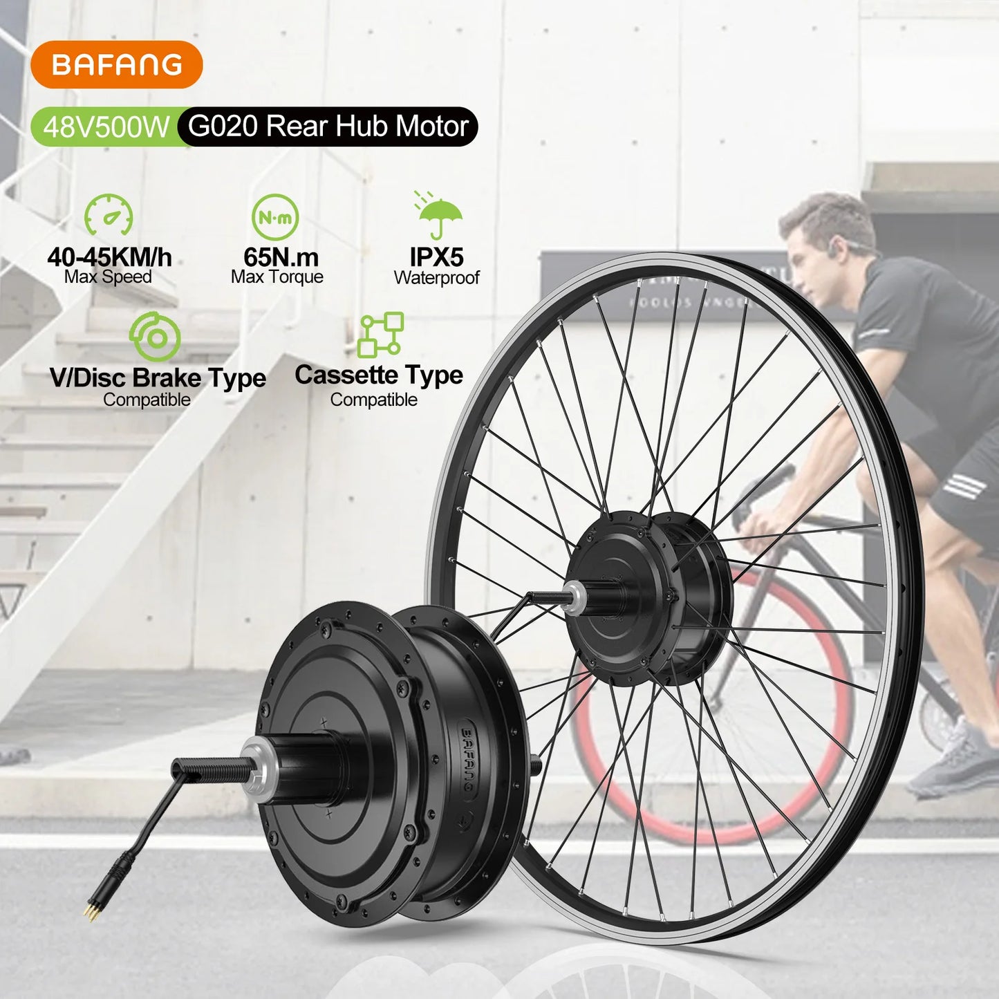 500W EBike Kit Rear Drive Wheel Hub Motor