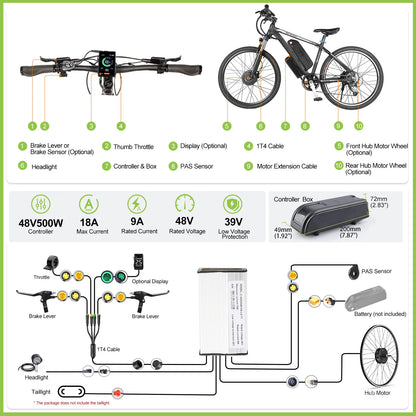 500W EBike Kit Rear Drive Wheel Hub Motor