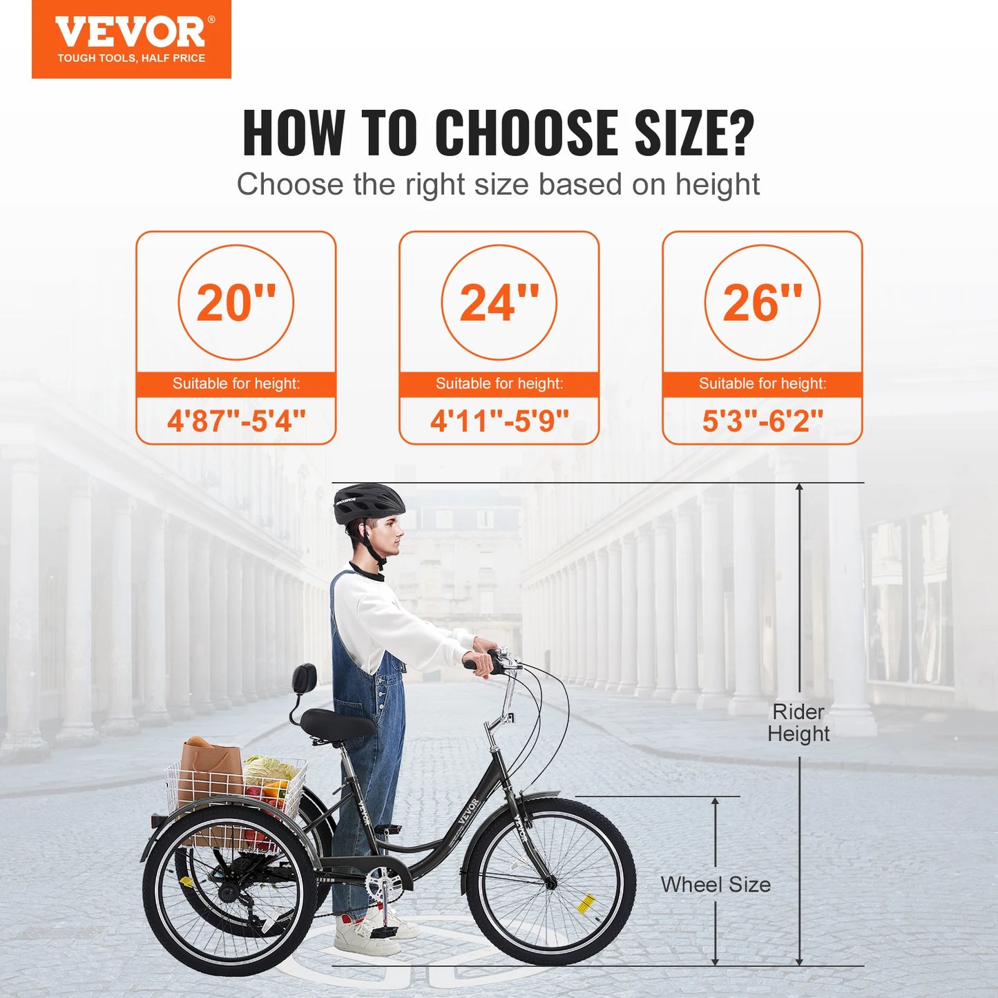 VEVOR Adult Tricycles Bike 7 Speed