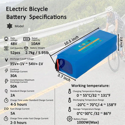 CaoMM 36V 48V Electric Bike Battery Pack