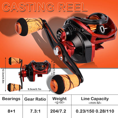 Baitcasting Reel 9+1BB Magnetic Brake System