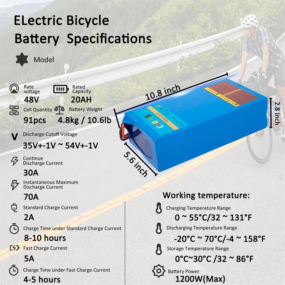 CaoMM 36V 48V Electric Bike Battery Pack