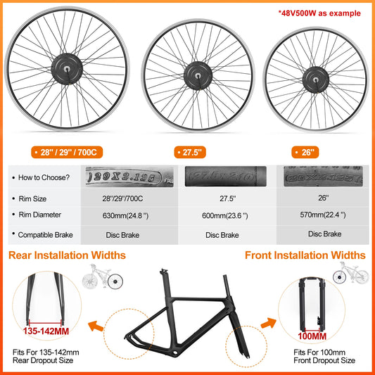 700C Electric Bike Conversion Kit Front & Rear