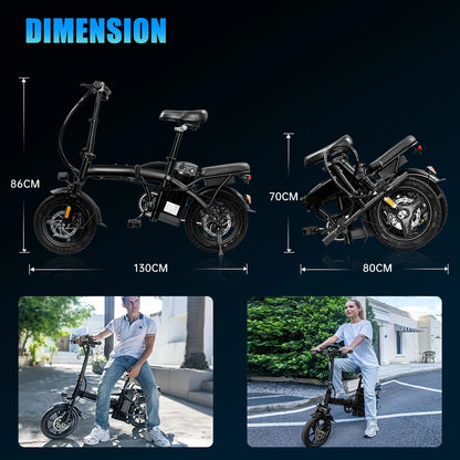 Foldable Electric Bike W/ Seat & Basket